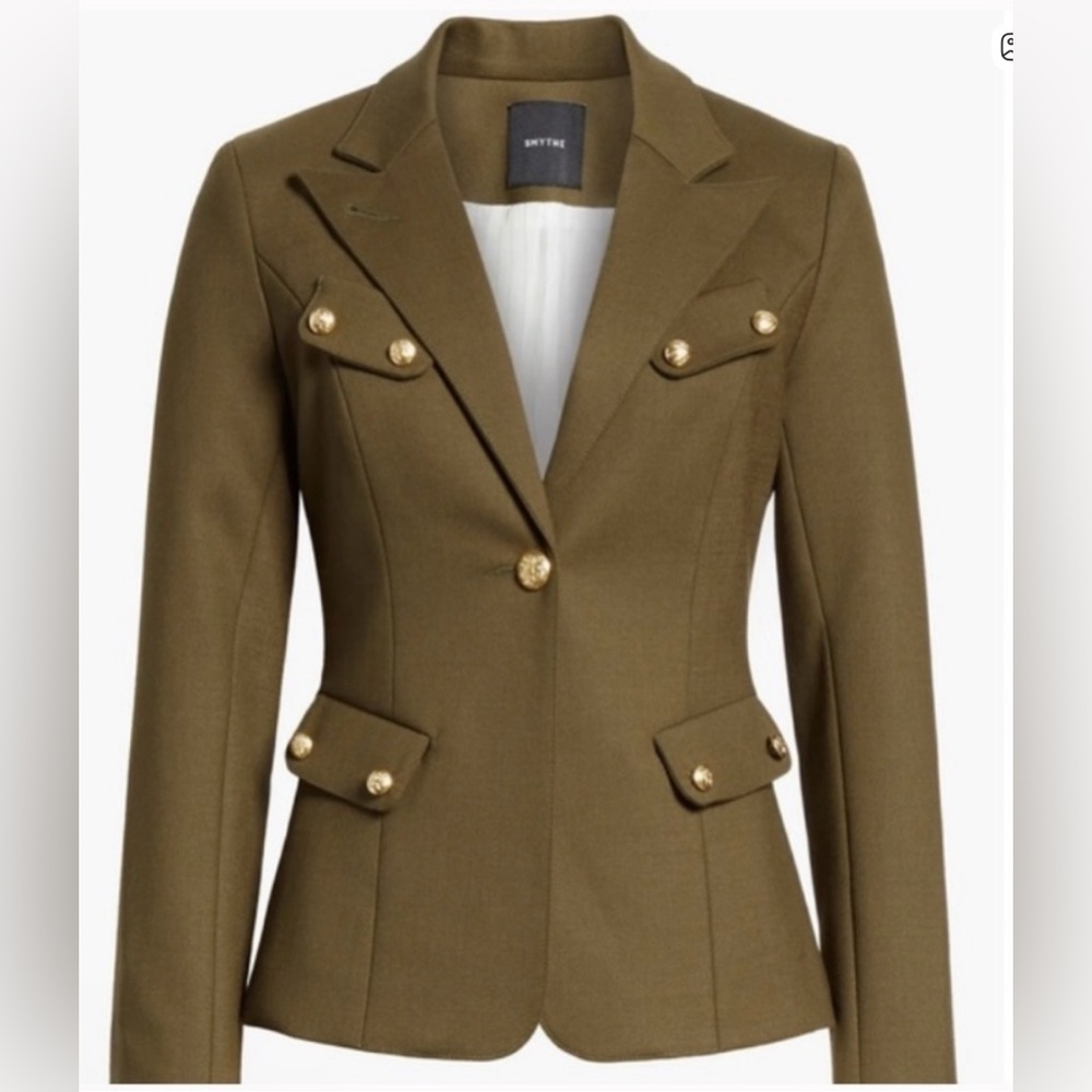 Smythe Olive Green Blazer with Gold Buttons